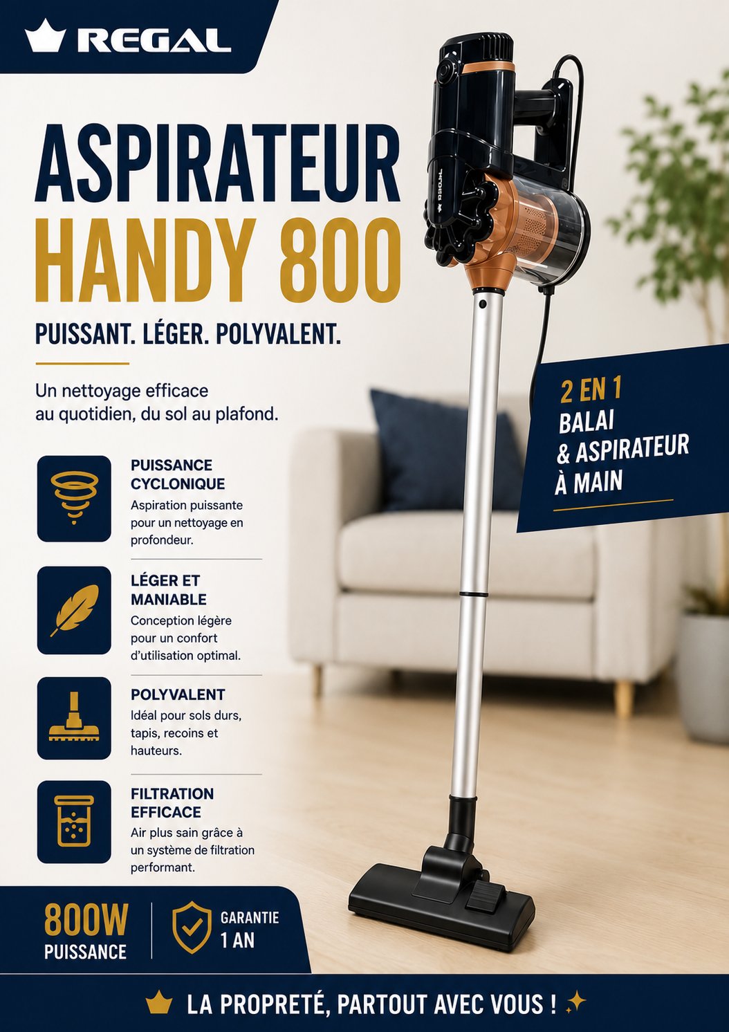 Aspirateur REGAL Handy 800 - 800W